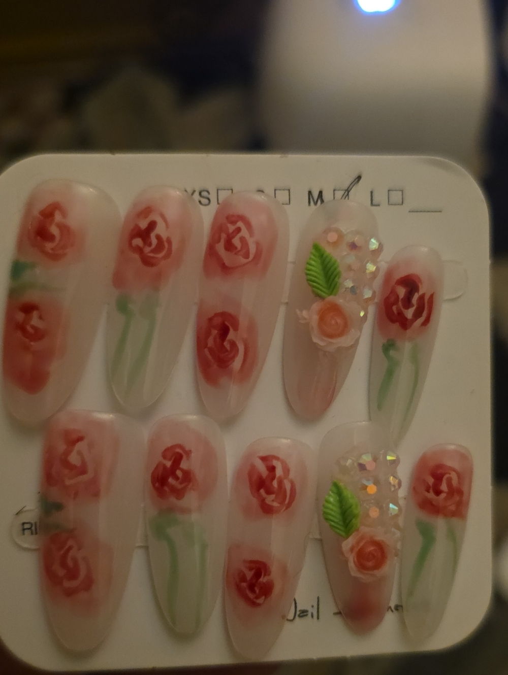 Floral Rose Press-On Nails in Pink - Unbranded Med